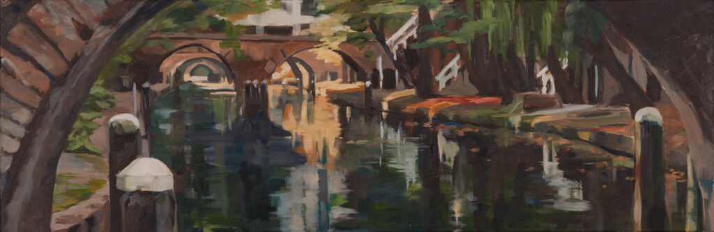 Oudegracht, Olieverf op canvas, 120 x 40 cm