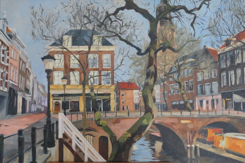 Gaardbrug, Oudegracht, Olieverf op linnen, 80 x 120 cm